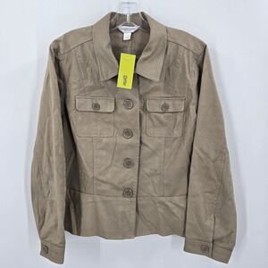 NWT Christopher & Banks Jacket Womens Petite Large  Brown Geometric New